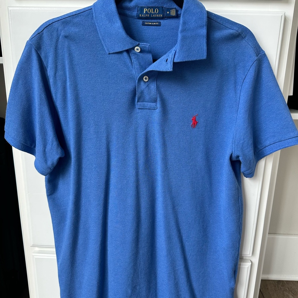 Ralph Lauren Blue Polo Shirt  custom slim fit